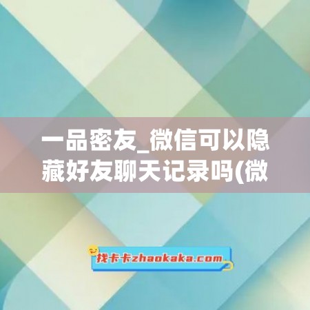 一品密友_微信可以隐藏好友聊天记录吗(微信能隐藏好友聊天记录吗)