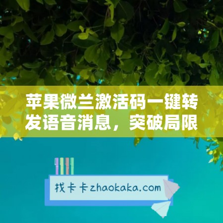 苹果微兰激活码一键转发语音消息，突破局限成就高效办公