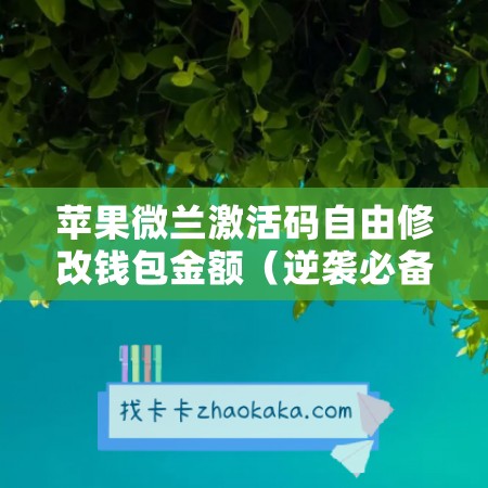 苹果微兰激活码自由修改钱包金额（逆袭必备）