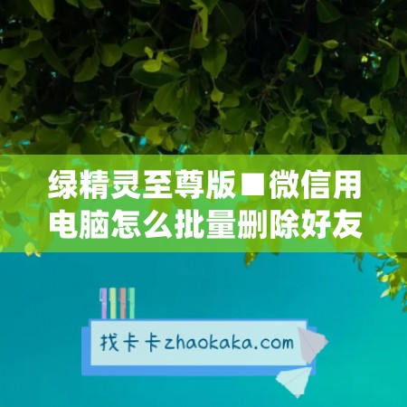 绿精灵至尊版■微信用电脑怎么批量删除好友(电脑微信如何批量删除好友软件)