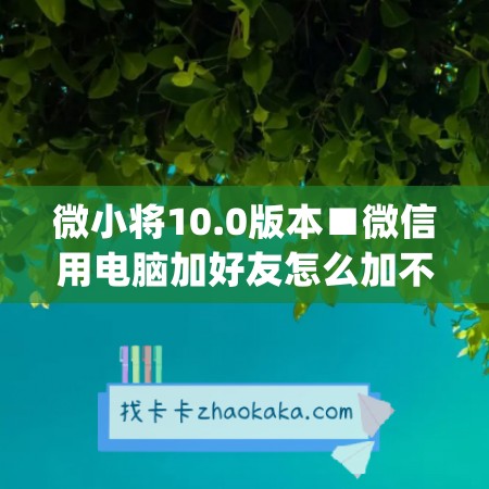 微小将10.0版本■微信用电脑加好友怎么加不了(pc微信不能加好友)