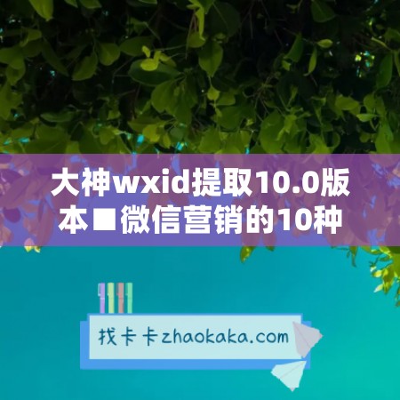 大神wxid提取10.0版本■微信营销的10种方法技巧有哪些