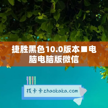 捷胜黑色10.0版本■电脑电脑版微信