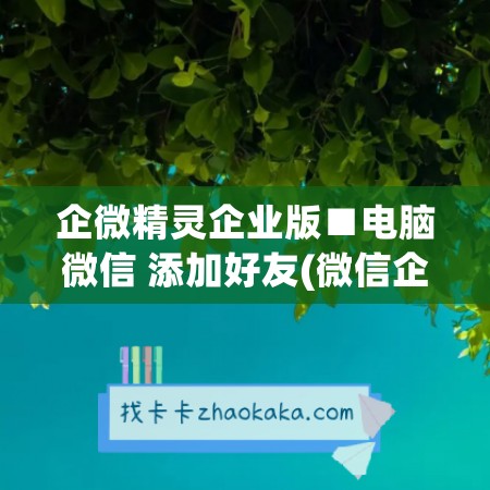 企微精灵企业版■电脑微信 添加好友(微信企业版怎么加好友)