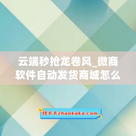 云端秒抢龙卷风_微商软件自动发货商城怎么关闭啊(怎么用云端秒抢)