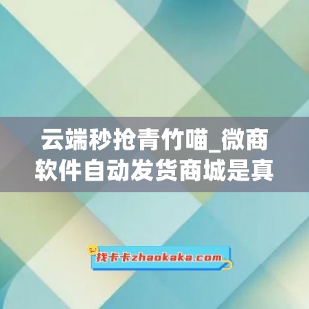 云端秒抢青竹喵_微商软件自动发货商城是真的吗安全吗