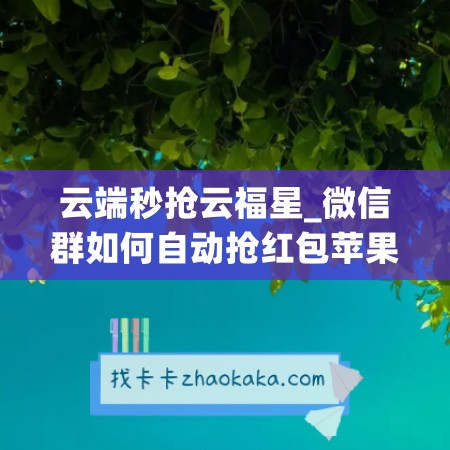 云端秒抢云福星_微信群如何自动抢红包苹果手机(苹果微信群抢红包神器)