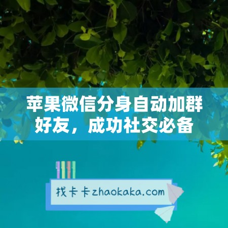 苹果微信分身自动加群好友，成功社交必备