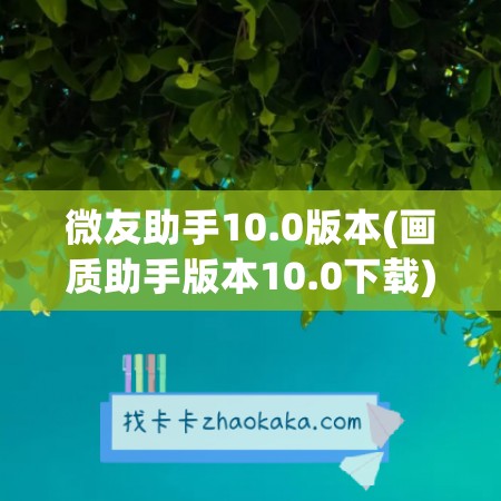 微友助手10.0版本(画质助手版本10.0下载)