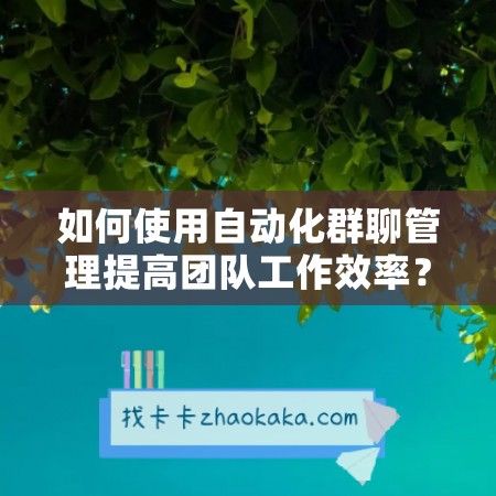 如何使用自动化群聊管理提高团队工作效率？