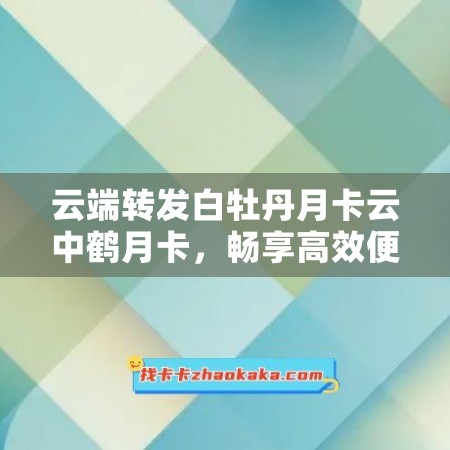 云端转发白牡丹月卡云中鹤月卡，畅享高效便捷的互联网生活