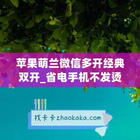 苹果萌兰微信多开经典双开_省电手机不发烫