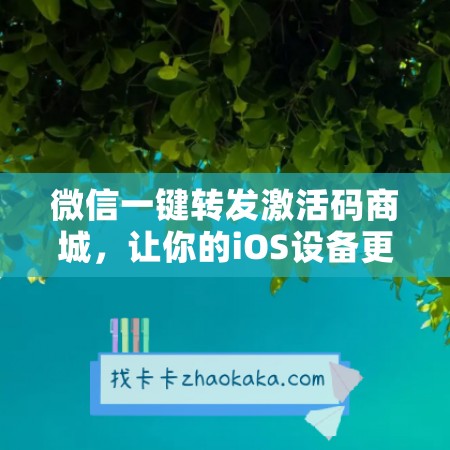 微信一键转发激活码商城，让你的iOS设备更加智能高效