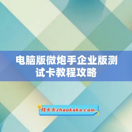 电脑版微炮手企业版测试卡教程攻略