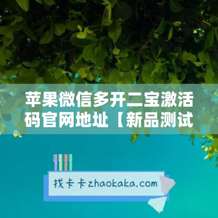 苹果微信多开二宝激活码官网地址【新品测试卡】