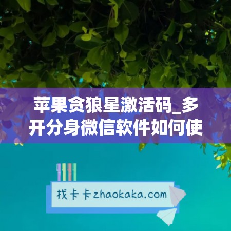 苹果贪狼星激活码_多开分身微信软件如何使用_苹果贪狼星功能有哪些