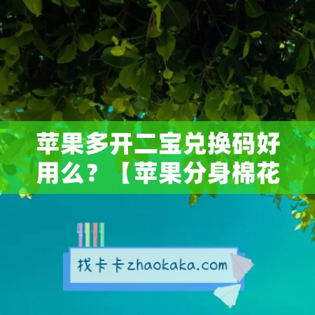 苹果多开二宝兑换码好用么？【苹果分身棉花糖激活码】