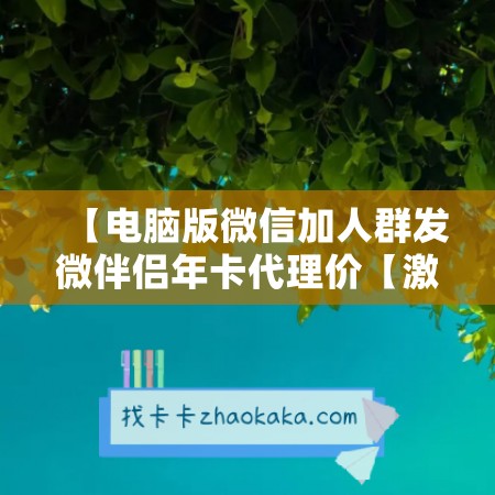 【电脑版微信加人群发微伴侣年卡代理价【激活码怎么激活】