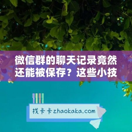 微信群的聊天记录竟然还能被保存？这些小技巧一定要知道！