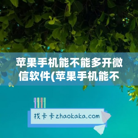 苹果手机能不能多开微信软件(苹果手机能不能下载两个微信)