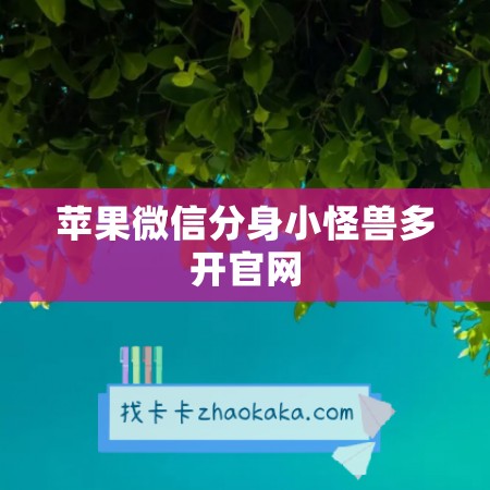 苹果微信分身小怪兽多开官网