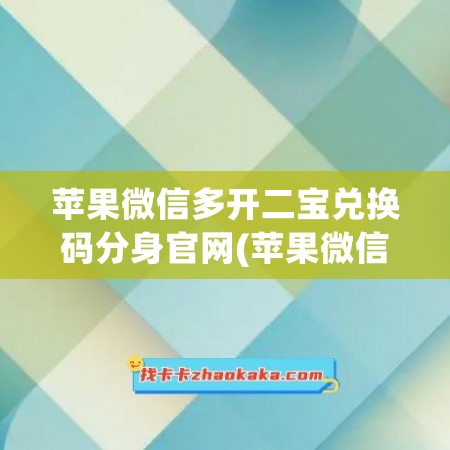 苹果微信多开二宝兑换码分身官网(苹果微信多开分身)