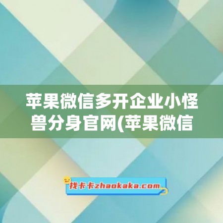 苹果微信多开企业小怪兽分身官网(苹果微信多开分身)