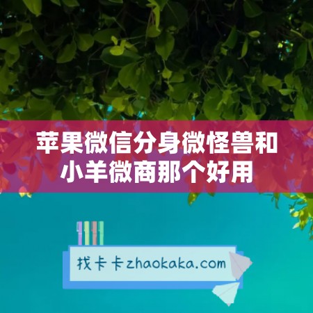 苹果微信分身微怪兽和小羊微商那个好用