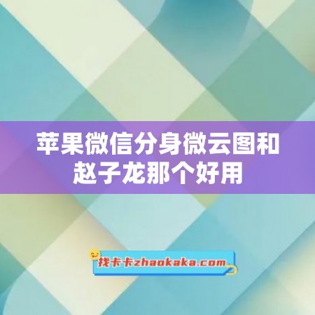 苹果微信分身微云图和赵子龙那个好用