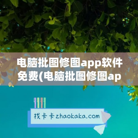 电脑批图修图app软件免费(电脑批图修图app软件哪个好用)