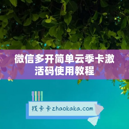 微信多开简单云季卡激活码使用教程