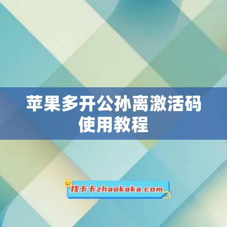 苹果多开公孙离激活码使用教程