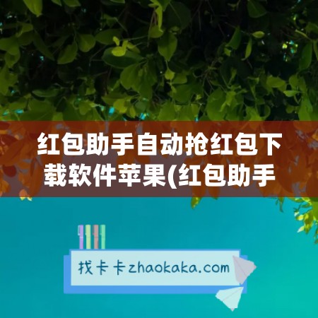 红包助手自动抢红包下载软件苹果(红包助手自动抢红包下载软件苹果手机)