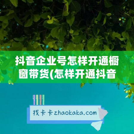 抖音企业号怎样开通橱窗带货(怎样开通抖音蓝v企业号)