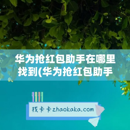 华为抢红包助手在哪里找到(华为抢红包助手app)