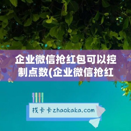 企业微信抢红包可以控制点数(企业微信抢红包控制尾数)