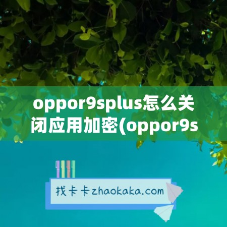 oppor9splus怎么关闭应用加密(oppor9splus怎么关闭微信加密)