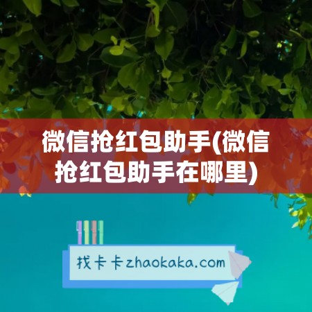 微信抢红包助手(微信抢红包助手在哪里)