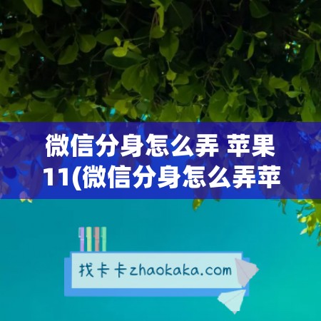 微信分身怎么弄 苹果11(微信分身怎么弄苹果11)