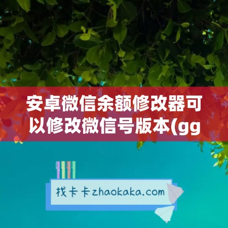 安卓微信余额修改器可以修改微信号版本(gg修改器可以修改微信余额吗)