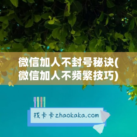 微信加人不封号秘诀(微信加人不频繁技巧)