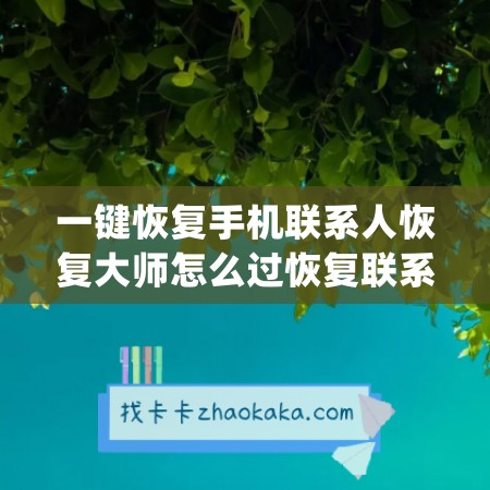 一键恢复手机联系人恢复大师怎么过恢复联系人(一键恢复手机联系人怎么恢复的)