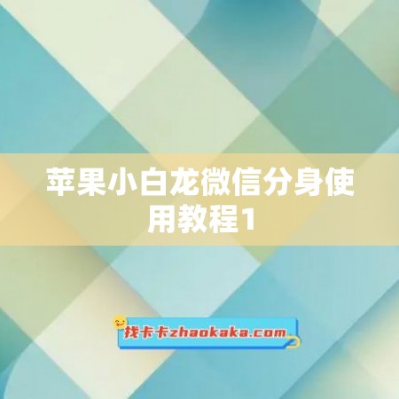 苹果小白龙微信分身使用教程1