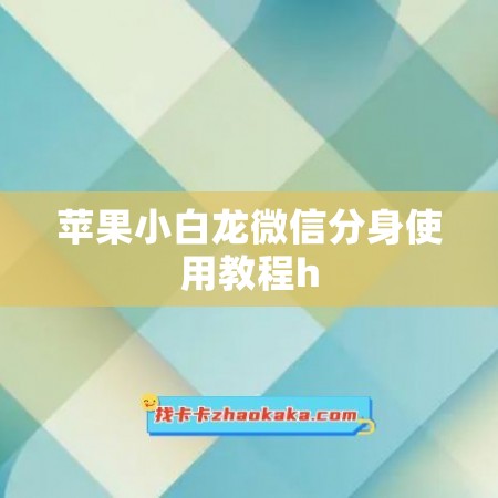 苹果小白龙微信分身使用教程h