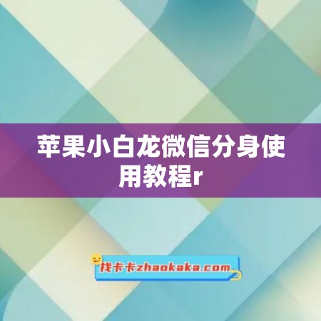 苹果小白龙微信分身使用教程r