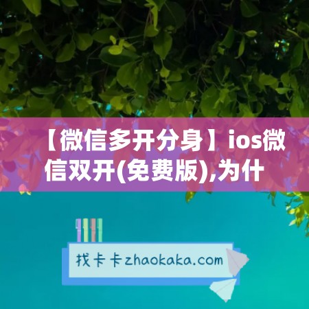 【微信多开分身】ios微信双开(免费版),为什么还收费