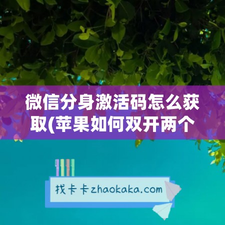 微信分身激活码怎么获取(苹果如何双开两个微信软件)