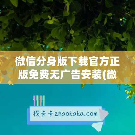 微信分身版下载官方正版免费无广告安装(微信分身版ios版下载苹果)