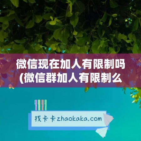 微信现在加人有限制吗(微信群加人有限制么)