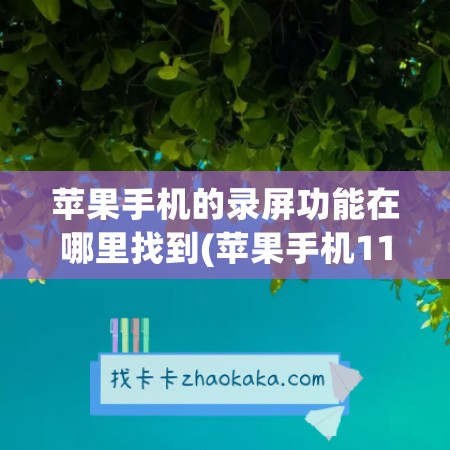 苹果手机的录屏功能在哪里找到(苹果手机11录屏功能在哪里)